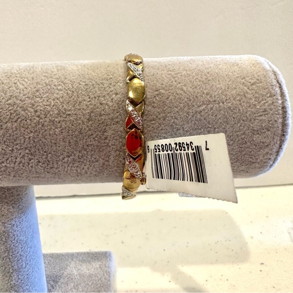 NWT Sterling Silver .925 Vermeil Gold Bracelet- “XO” design - silver accents - Picture 7 of 13